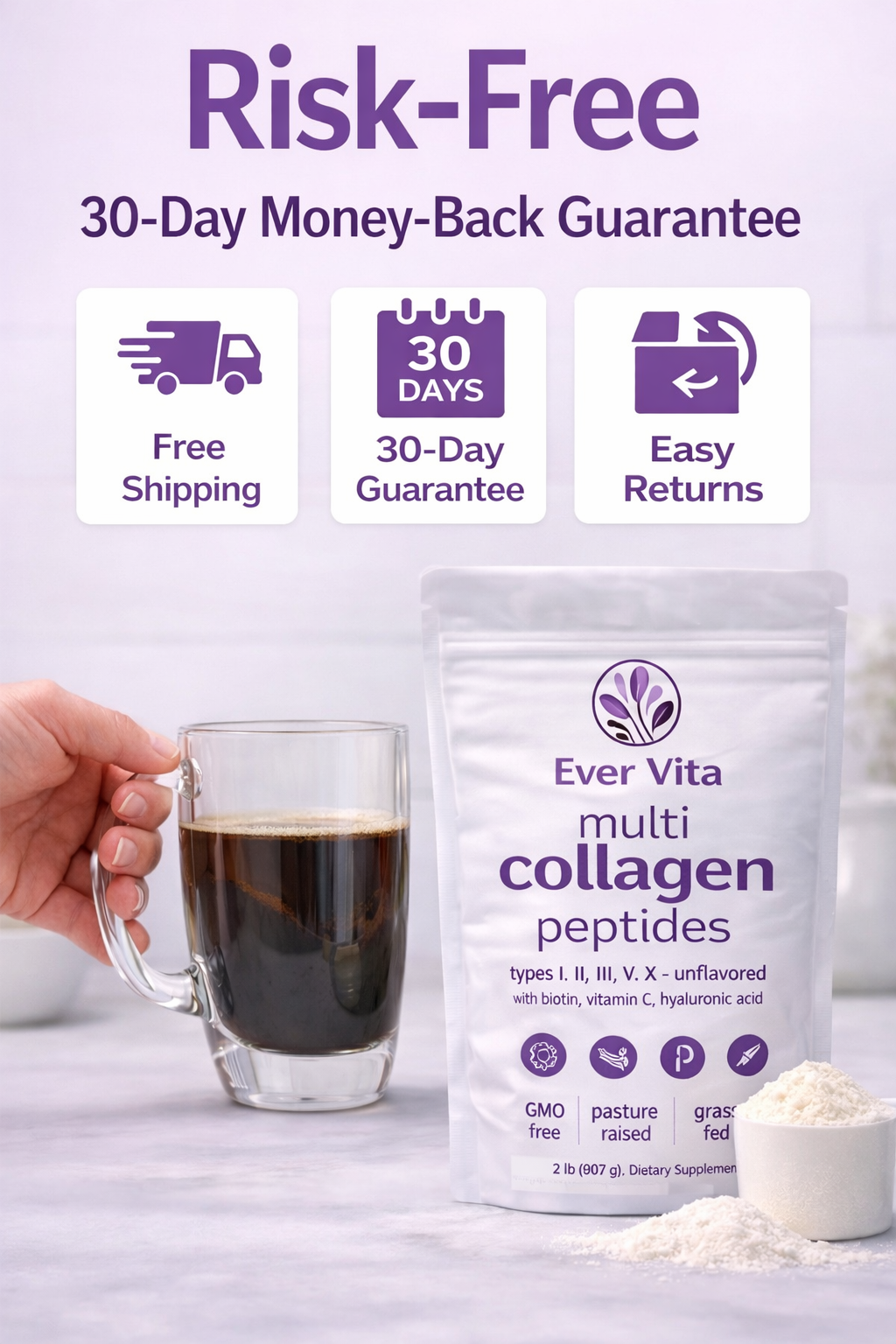 EverVita Advanced Collagen Formula– Hair, Skin, Joint & Recovery Support